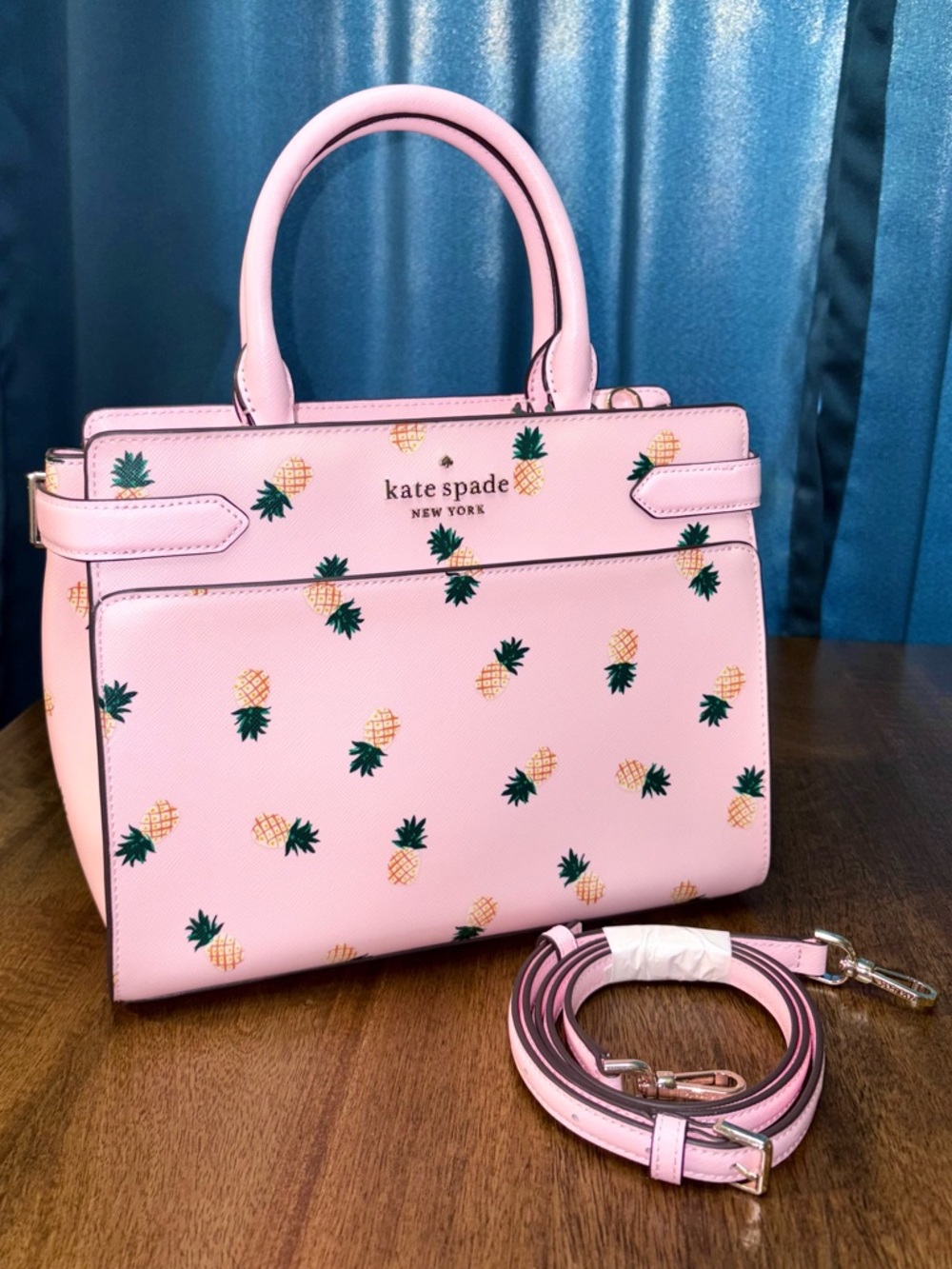 Kate Spade NWOT Staci - Pink Multi Pineapple - Medium Satchel